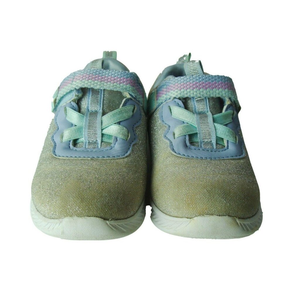 Skechers Girls Glitter Sneakers Size 7.5 Silver & Blue Hook & Loop Closure - Picture 2 of 7